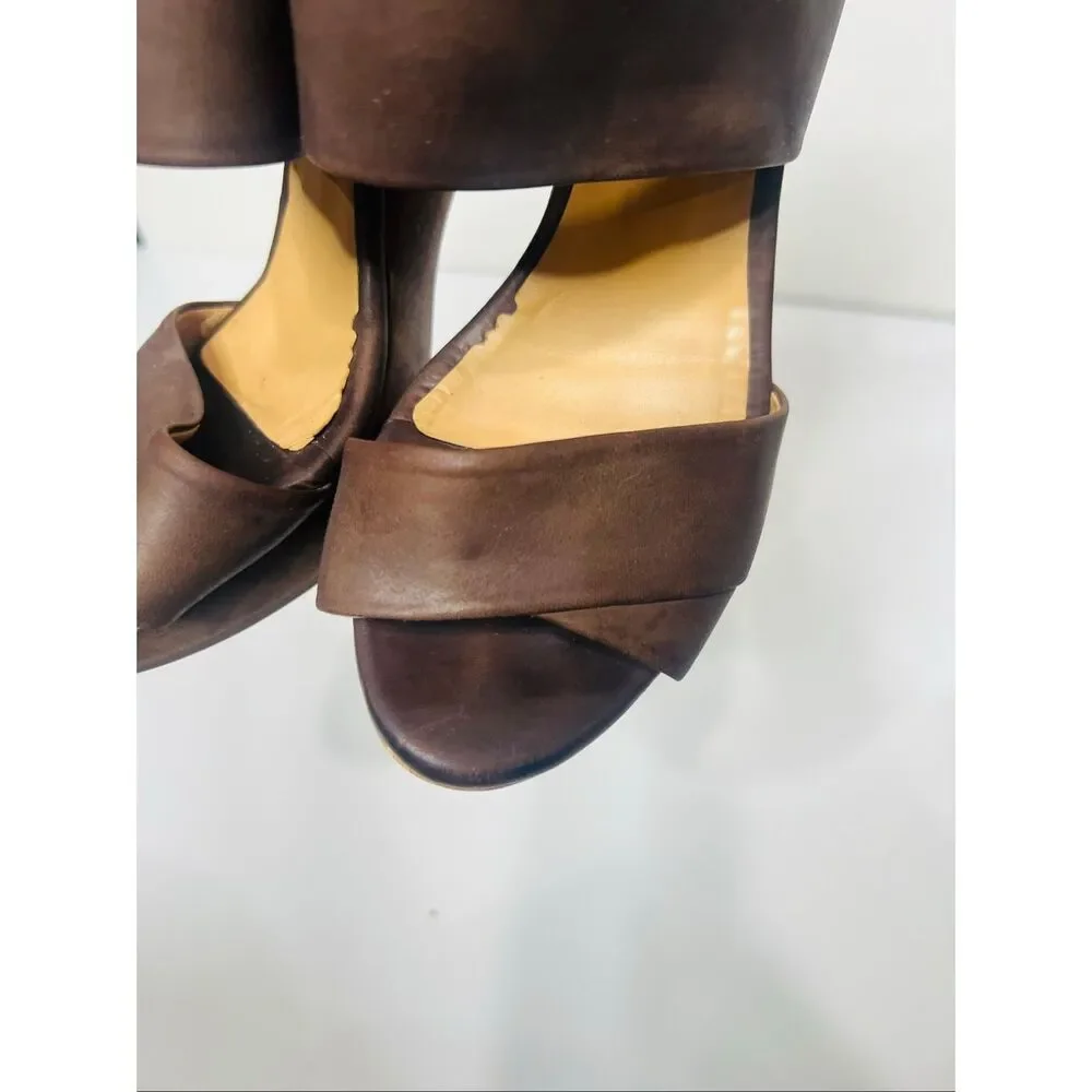 Coclico Women's LEather Limin Platform Sandal Sz 37 Heel 4.5